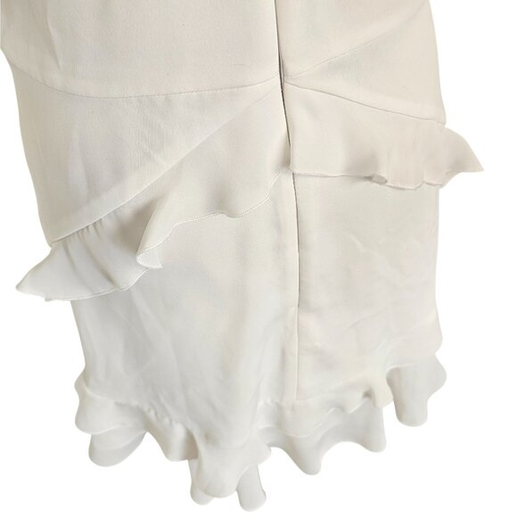 Parker White Mini Ruffle Back Tie Dress Sz 8 - Picture 6 of 11